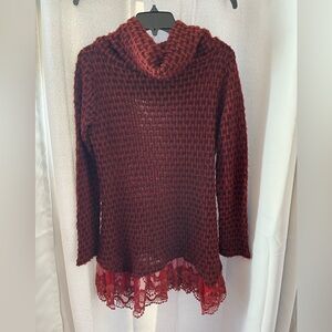 Knit cranberry and brown dress with exquisite lease him size medium